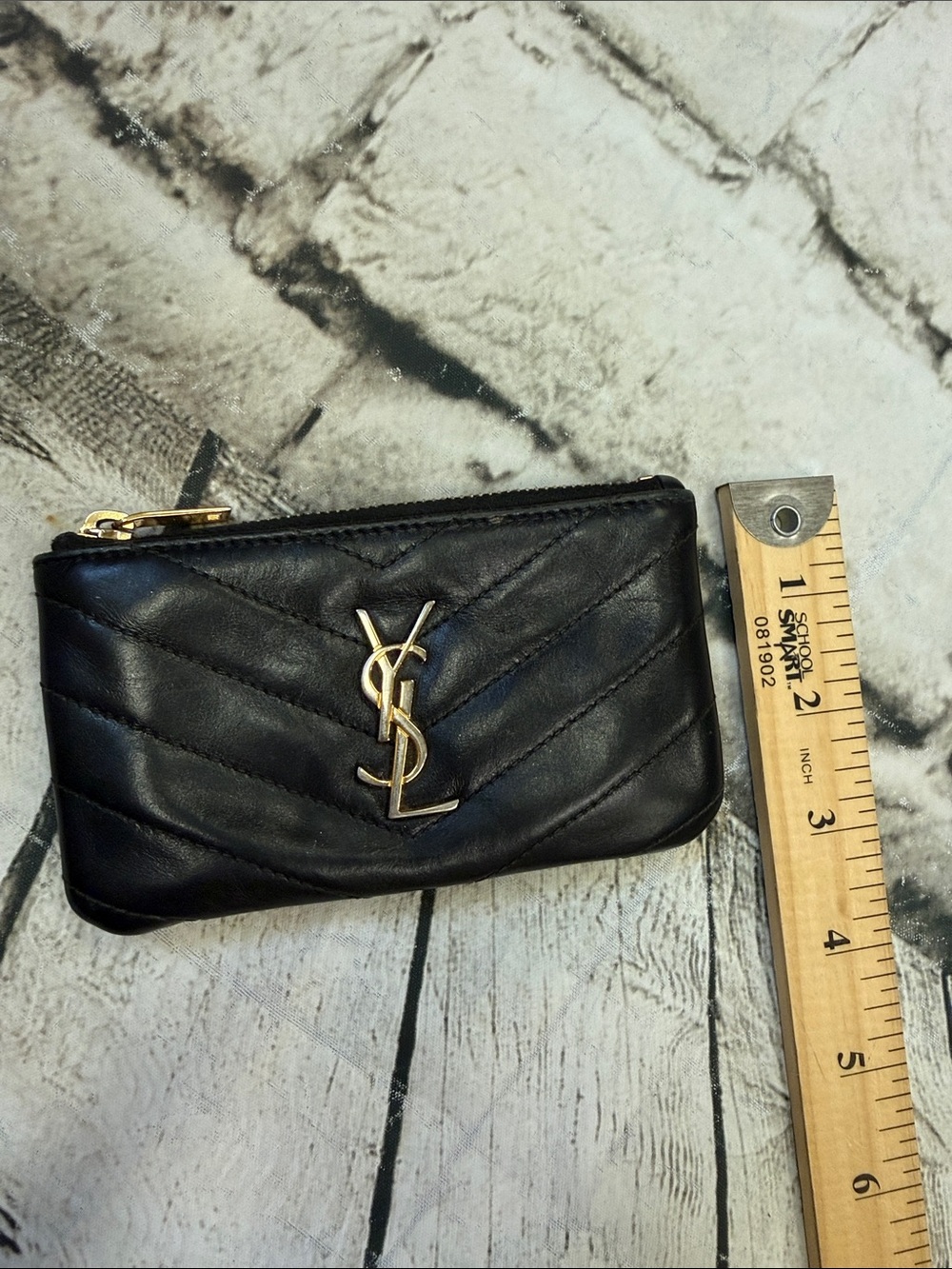 YSL Yves Saint Laurent Black Leather Key Pouch Mini Wallet - Picture 14 of 16